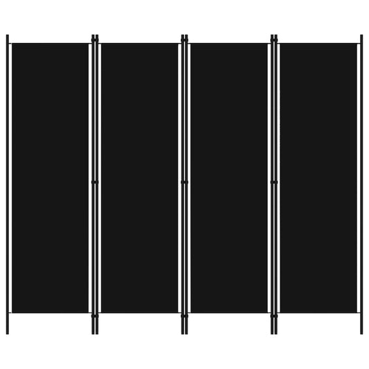 4-tlg. Raumteiler Schwarz 200x180 cm