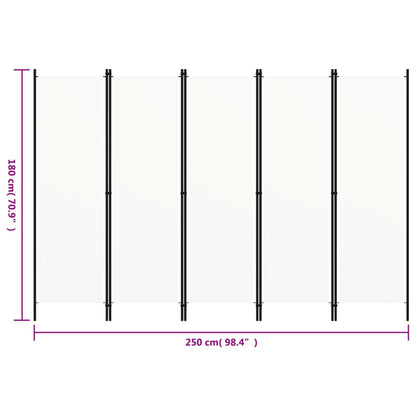 5-tlg. Raumteiler Weiß 250x180 cm