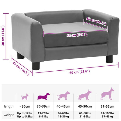 Hundesofa Grau 60x43x30 cm Plüsch und Kunstleder