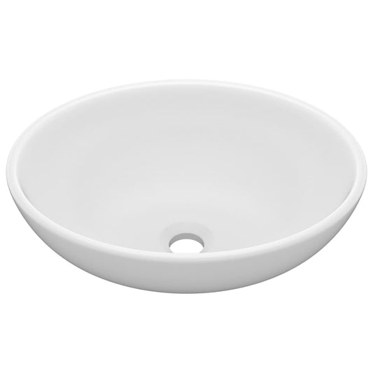 Luxuriöses Ovales Waschbecken Matt Weiß 40x33 cm Keramik