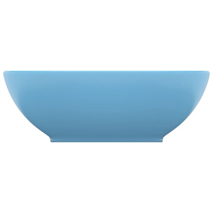 Luxuriöses Ovales Waschbecken Matt Hellblau 40x33 cm Keramik