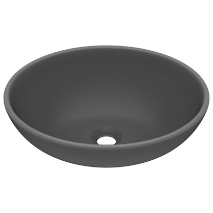 Luxuriöses Ovales Waschbecken Matt Dunkelgrau 40x33 cm Keramik