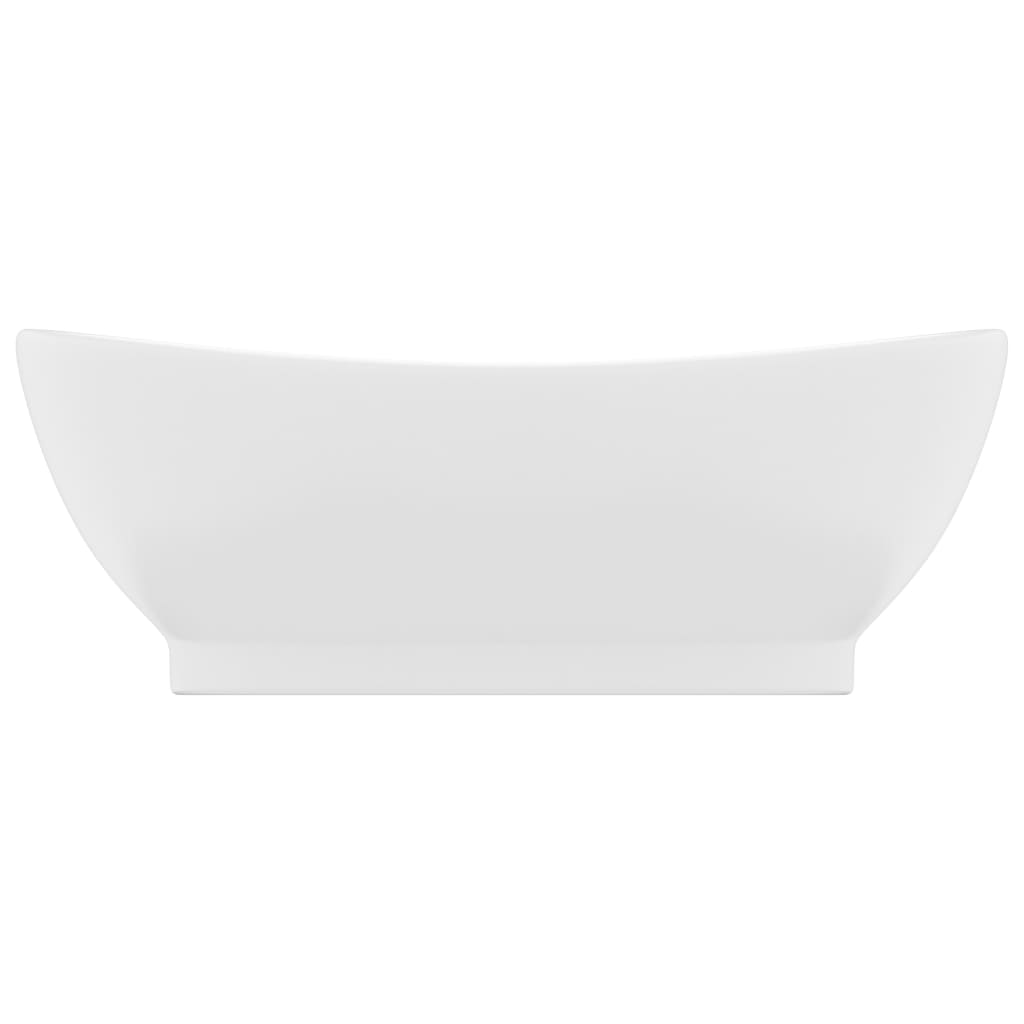 Luxus-Waschbecken Überlauf Oval Matt-Weiß 58,5x39 cm Keramik