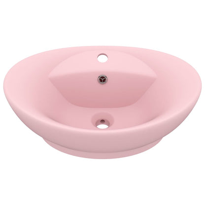 Luxus-Waschbecken Überlauf Oval Matt-Rosa 58,5x39 cm Keramik