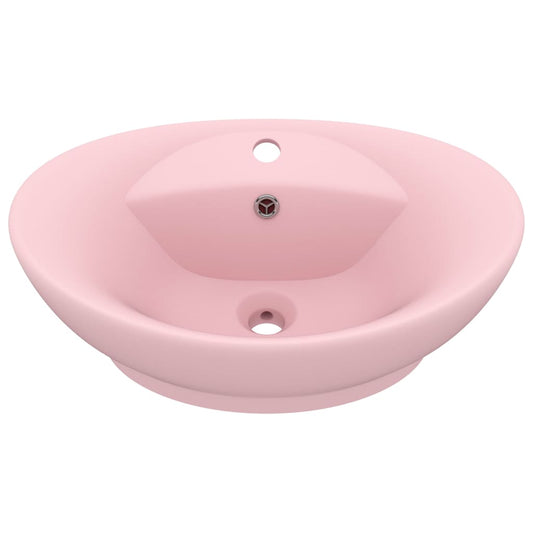 Luxus-Waschbecken Überlauf Oval Matt-Rosa 58,5x39 cm Keramik