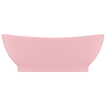 Luxus-Waschbecken Überlauf Oval Matt-Rosa 58,5x39 cm Keramik