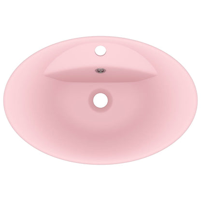 Luxus-Waschbecken Überlauf Oval Matt-Rosa 58,5x39 cm Keramik