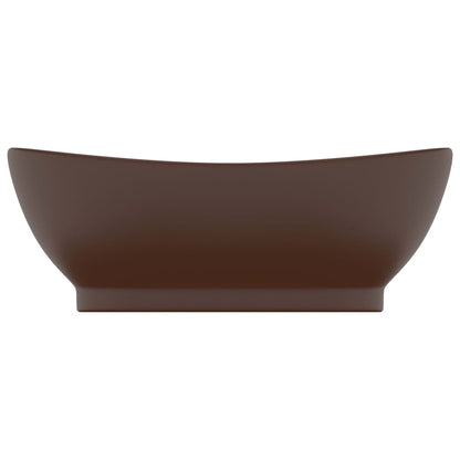Waschbecken Überlauf Oval Matt Dunkelbraun 58,5x39cm Keramik