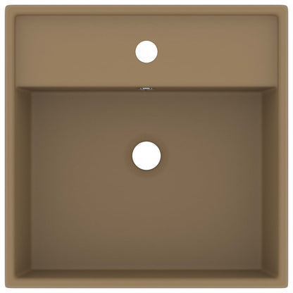 Luxus-Waschbecken Überlauf Quadratisch Matt Creme 41x41 cm