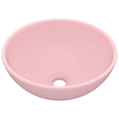Luxus-Waschbecken Rund Matt Rosa 32,5x14 cm Keramik