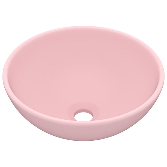 Luxus-Waschbecken Rund Matt Rosa 32,5x14 cm Keramik