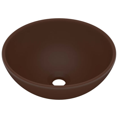 Luxus-Waschbecken Rund Matt Dunkelbraun 32,5x14 cm Keramik