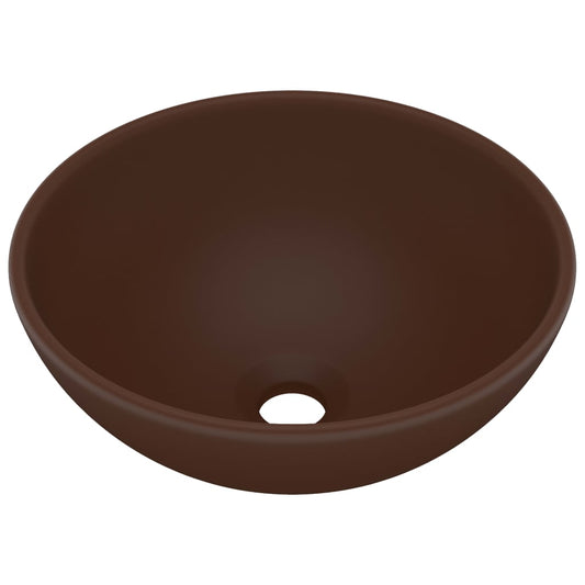 Luxus-Waschbecken Rund Matt Dunkelbraun 32,5x14 cm Keramik