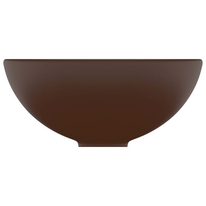 Luxus-Waschbecken Rund Matt Dunkelbraun 32,5x14 cm Keramik