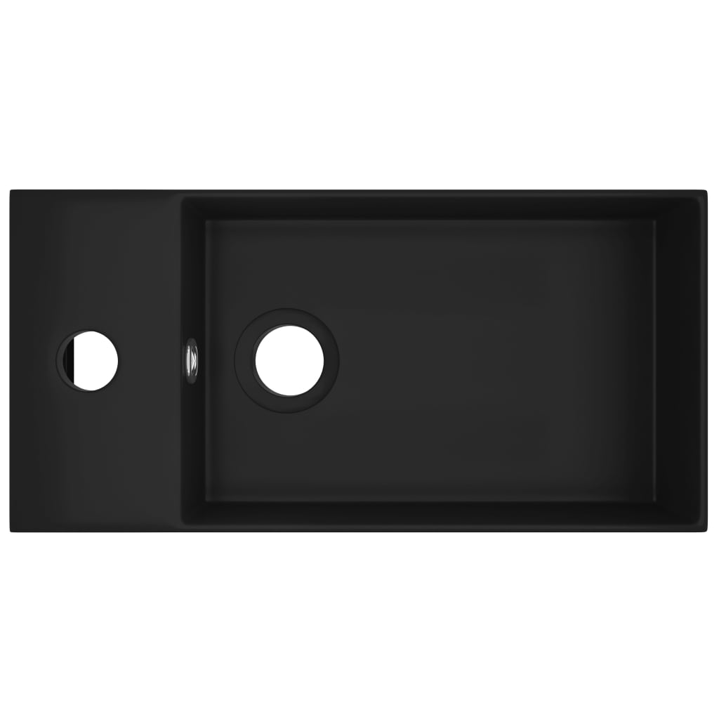 Badezimmer-Waschbecken mit Überlauf Keramik Matt Schwarz