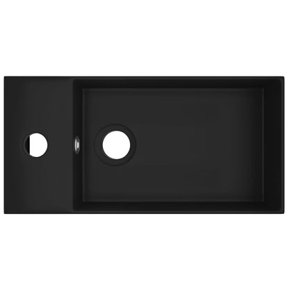 Badezimmer-Waschbecken mit Überlauf Keramik Matt Schwarz