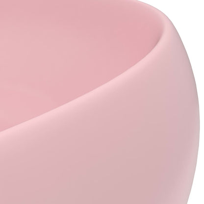 Luxuriöses Waschbecken Rund Matt Rosa 40x15 cm Keramik