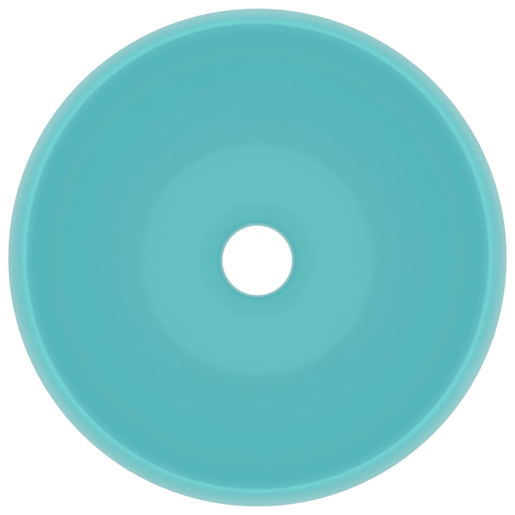 Luxuriöses Waschbecken Rund Matt Hellgrün 40x15 cm Keramik