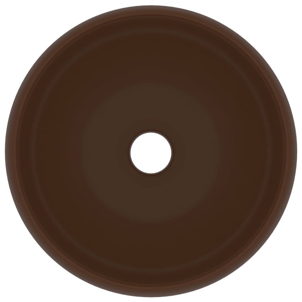Luxuriöses Waschbecken Rund Matt Dunkelbraun 40x15 cm Keramik