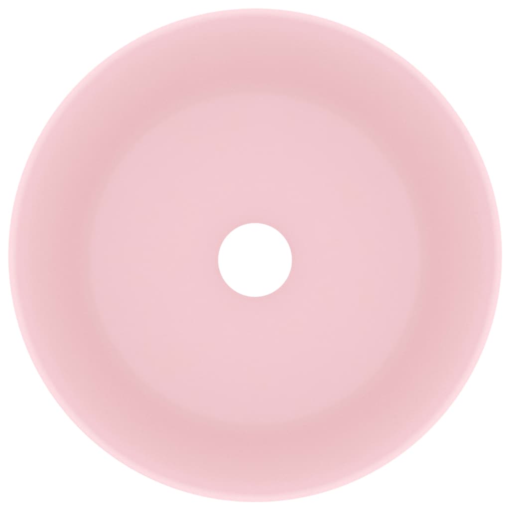 Luxuriöses Waschbecken Rund Matt Rosa 40x15 cm Keramik