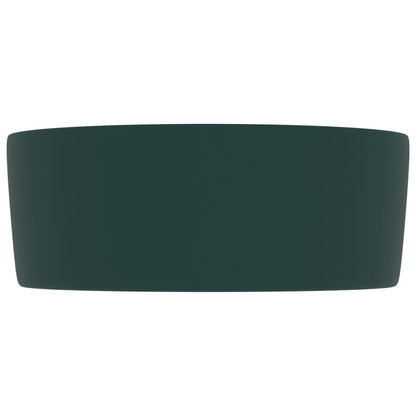 Luxuriöses Waschbecken Rund Matt Dunkelgrün 40x15 cm Keramik