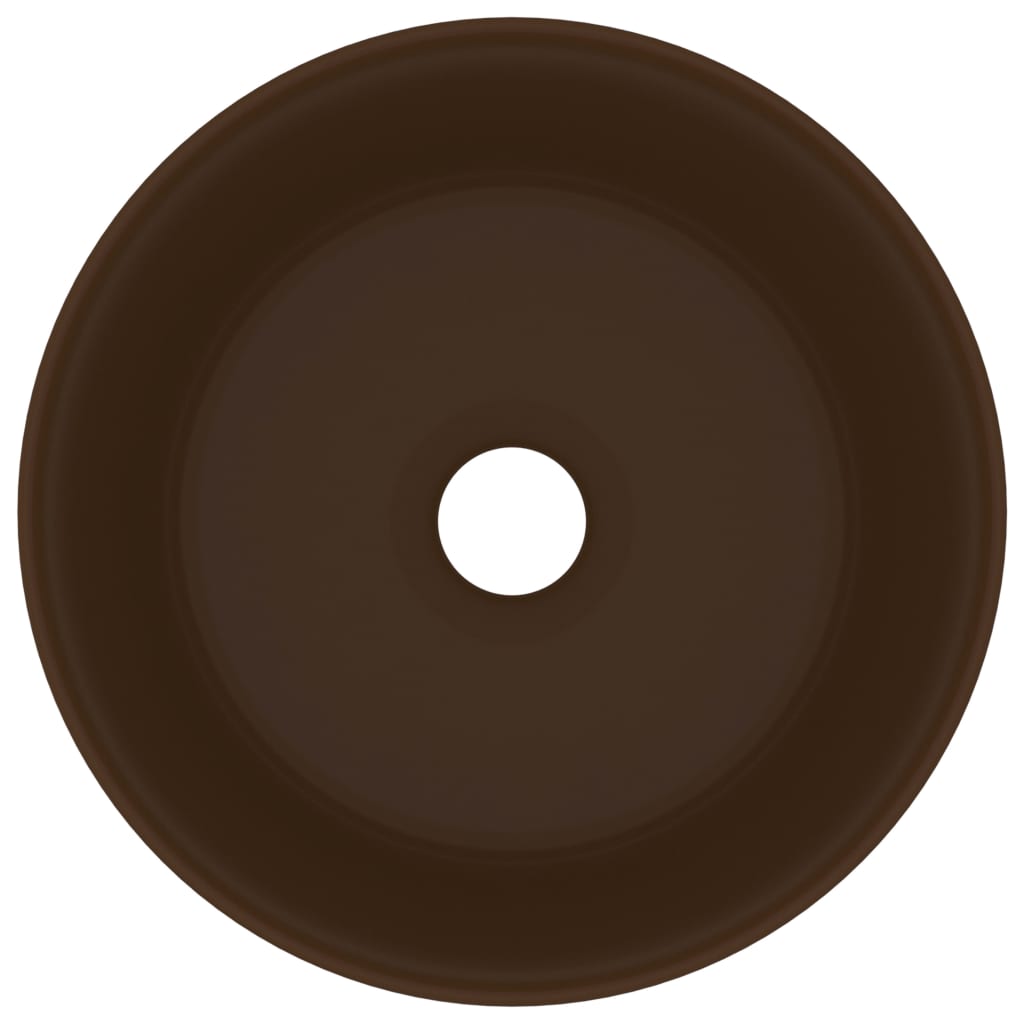 Luxuriöses Waschbecken Rund Matt Dunkelbraun 40x15 cm Keramik