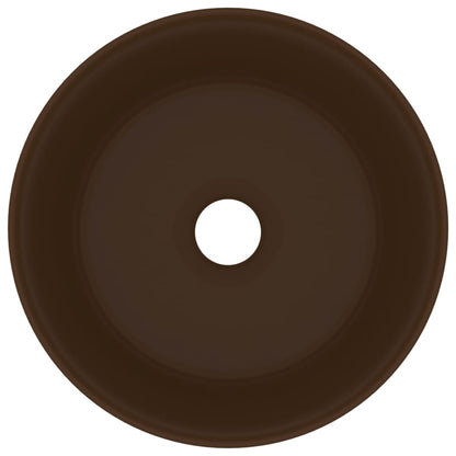 Luxuriöses Waschbecken Rund Matt Dunkelbraun 40x15 cm Keramik