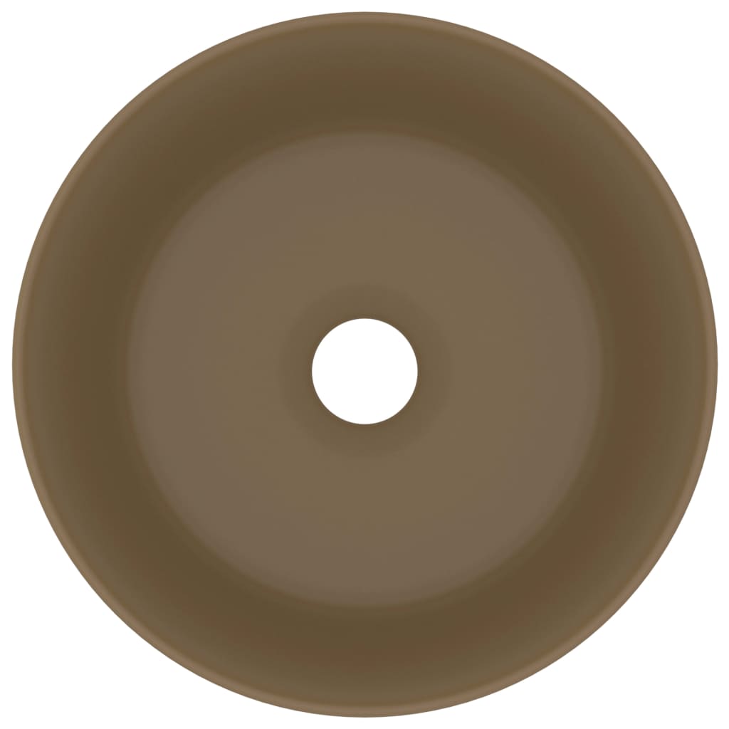 Luxuriöses Waschbecken Rund Matt Creme 40x15 cm Keramik