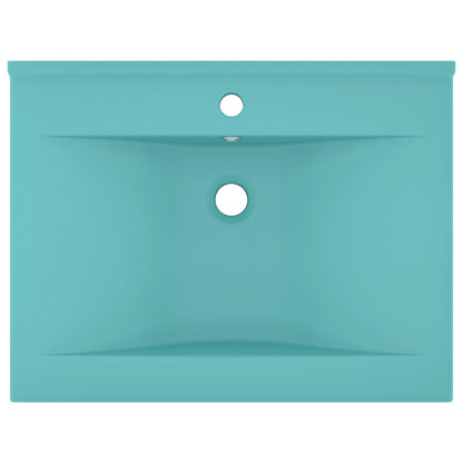 Luxus-Waschbecken mit Hahnloch Matt-Hellgrün 60x46 cm Keramik
