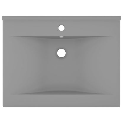 Luxus-Waschbecken mit Hahnloch Matt-Hellgrau 60x46 cm Keramik