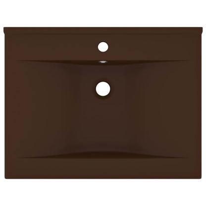 Luxus-Waschbecken mit Hahnloch Matt-Dunkelbraun 60x46cm Keramik