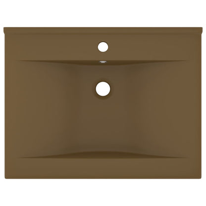 Luxus-Waschbecken mit Hahnloch Matt-Creme 60x46 cm Keramik