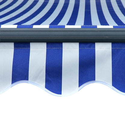 Markise Manuell Einziehbar mit LED 300x250 cm Blau & Weiß