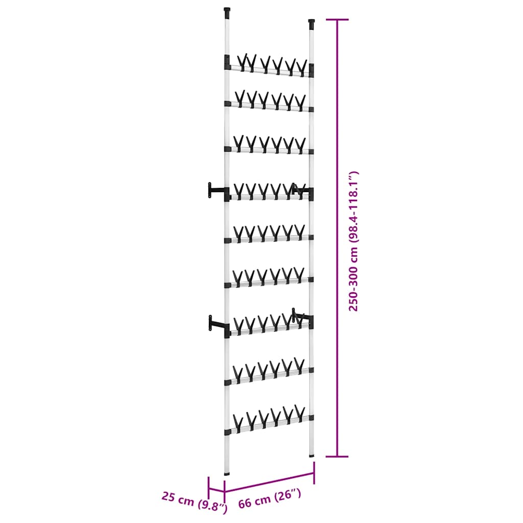 Teleskop-Schuhregal mit Stangen Aluminium