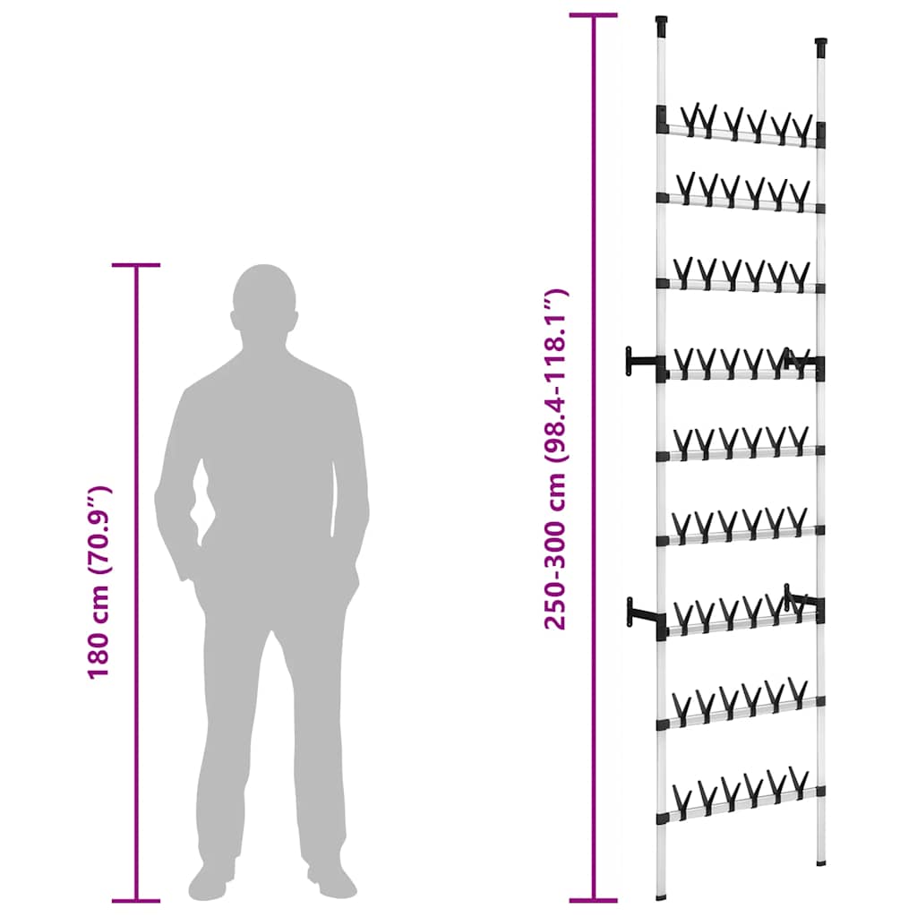 Teleskop-Schuhregal mit Stangen Aluminium