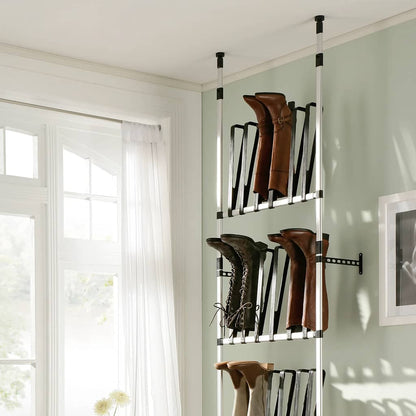 Teleskop-Stiefelregal mit Stangen Aluminium