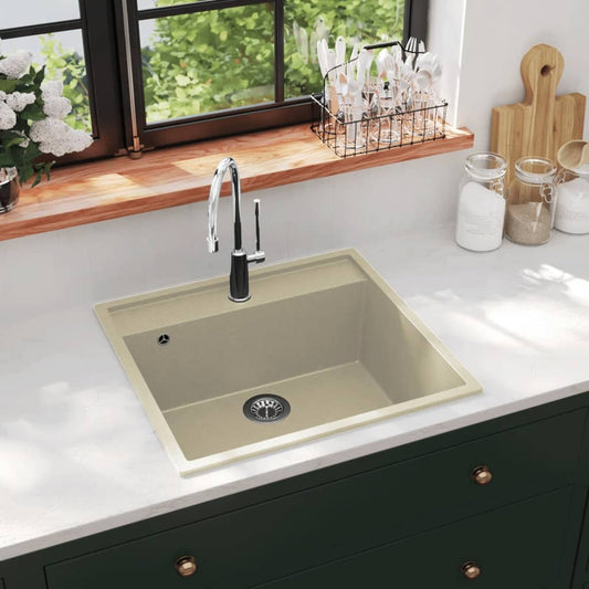Küchenspüle mit Überlauf Beige Granit