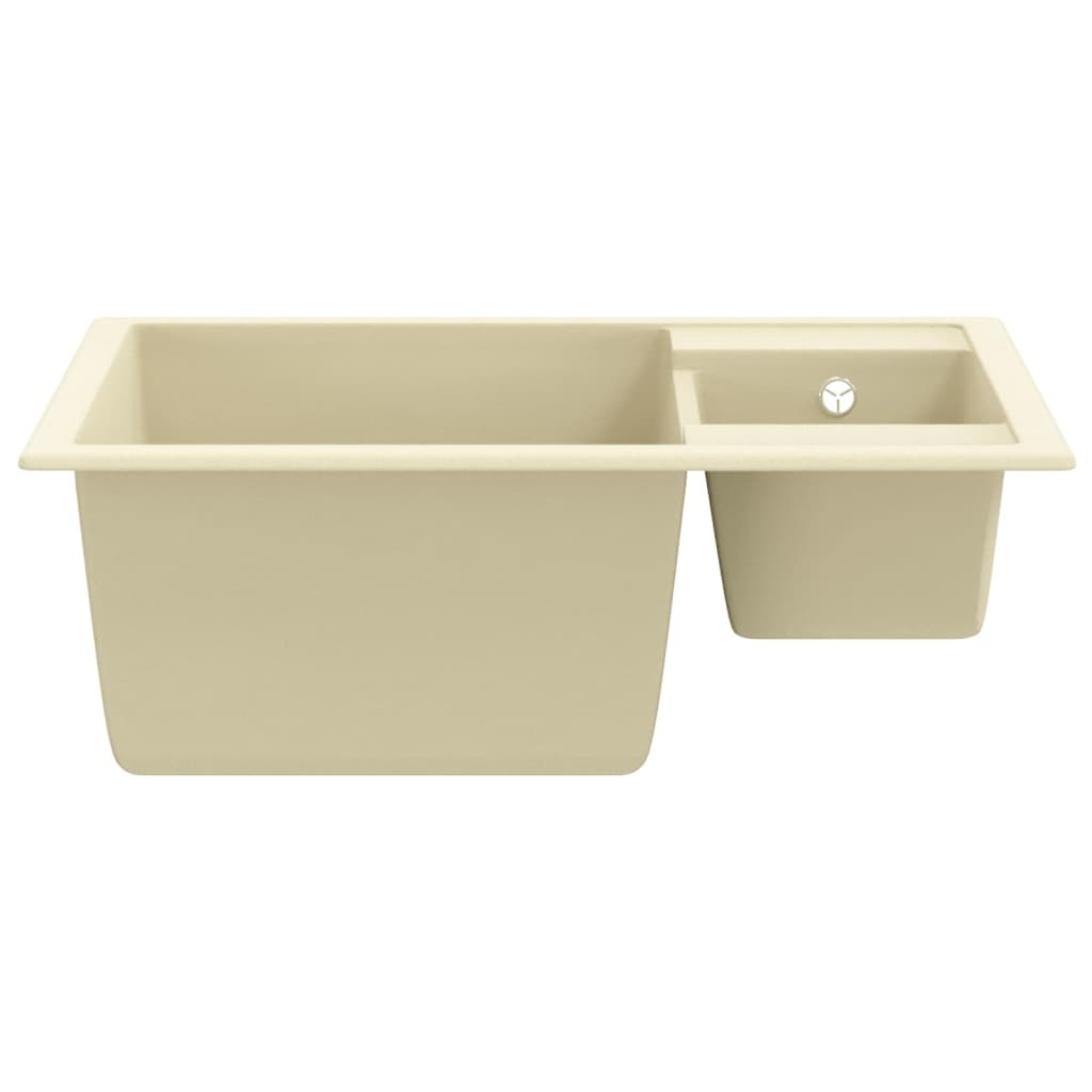 Küchenspüle mit Überlauf Doppelbecken Beige Granit