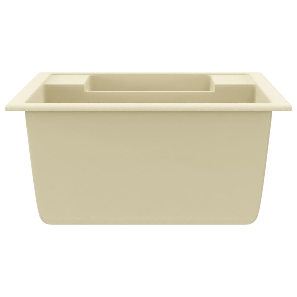 Küchenspüle mit Überlauf Doppelbecken Beige Granit