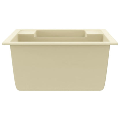 Küchenspüle mit Überlauf Doppelbecken Beige Granit