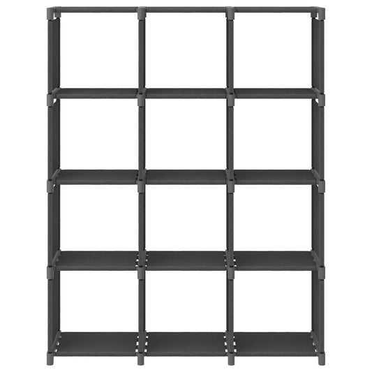 Würfel-Regal 12 Fächer Grau 103x30x141 cm Stoff