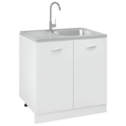 Spüle mit Abtropffläche Set Silbern 800x600x155 mm Edelstahl