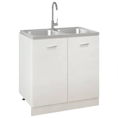 Doppelspüle Silbern 800x500x155 mm Edelstahl