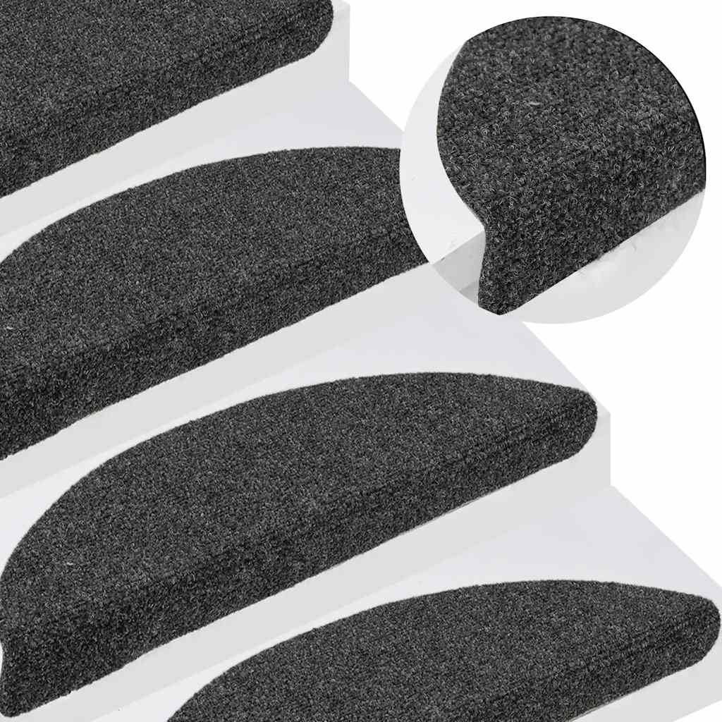 Stufenmatten Selbstklebend 15 Stk. 65x21x4 cm Anthrazit Halbrund Groß