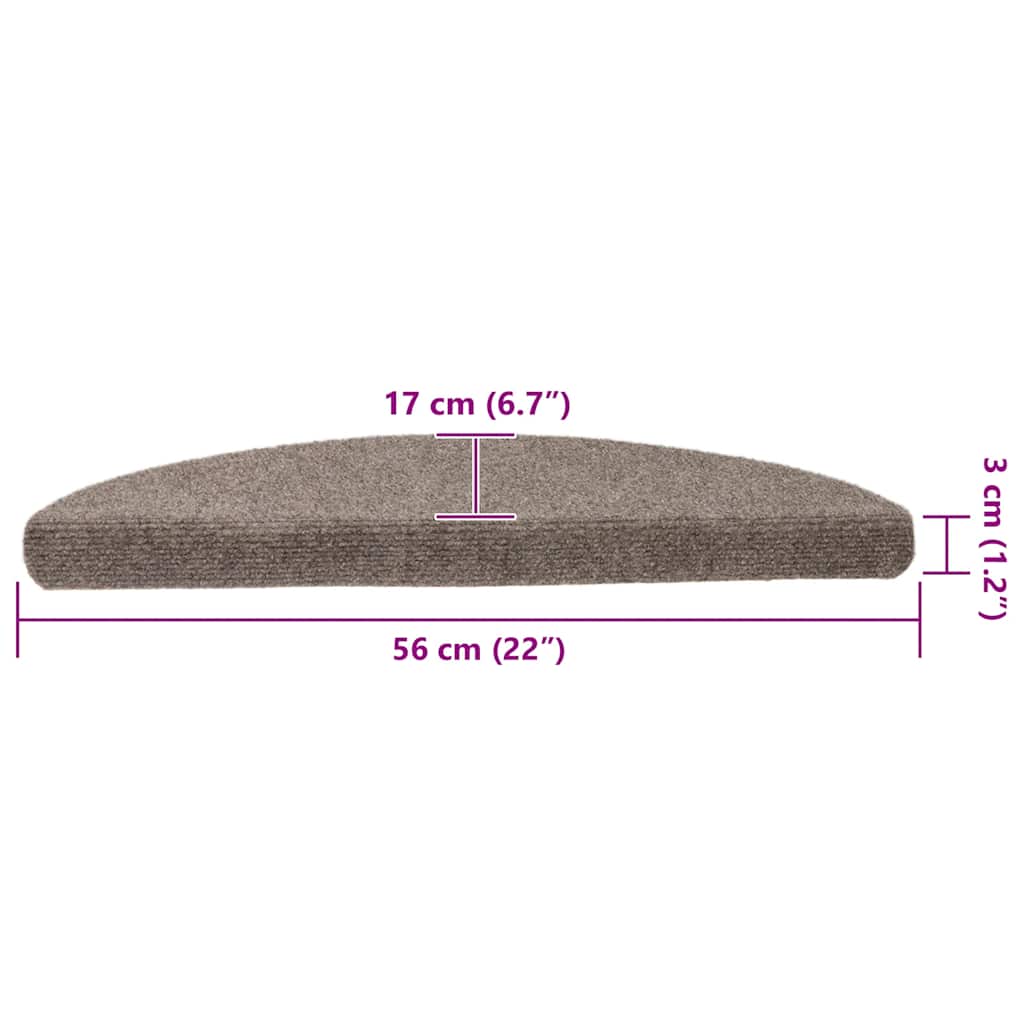 Stufenmatten Selbstklebend 15 Stk. 56x17x3 cm Beige Halbrund