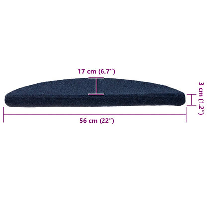 Stufenmatten Selbstklebend 15 Stk. 56x17x3 cm Marineblau Halbrund