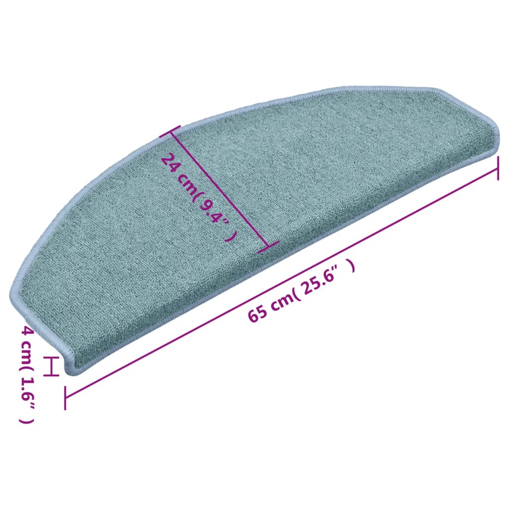 Stufenmatten 15 Stk. 65x24x4 cm Seeblau Halbrund Groß