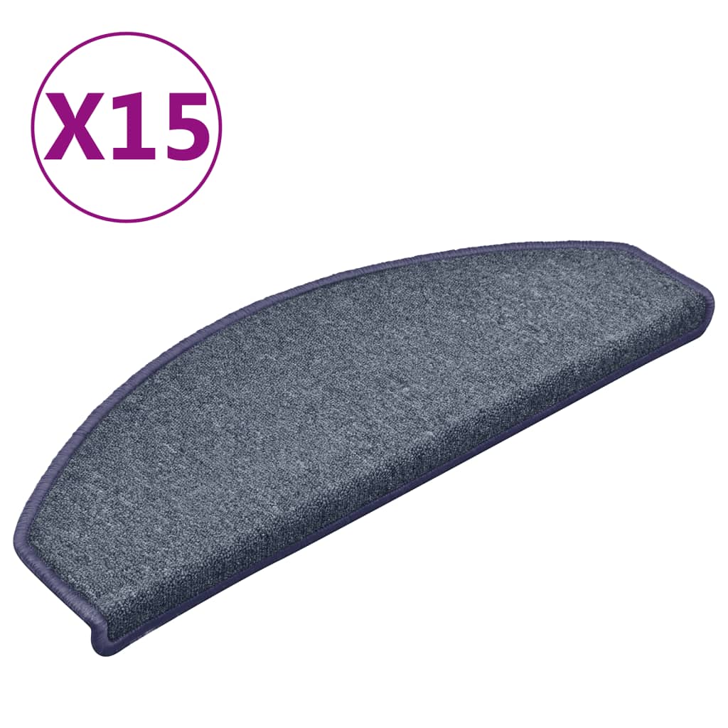 Stufenmatten 15 Stk. 65 x 24 x 4 cm Dunkelgrau und Blau Halbrund Groß