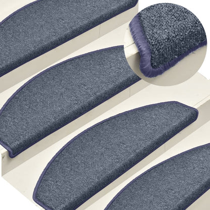 Stufenmatten 15 Stk. 65 x 24 x 4 cm Dunkelgrau und Blau Halbrund Groß