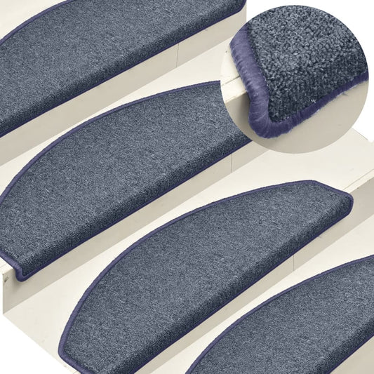 Stufenmatten 15 Stk. 65 x 24 x 4 cm Dunkelgrau und Blau Halbrund Groß